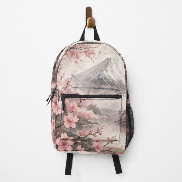 Item preview, Mount Fuji and Japanese Pagoda in Cherry Blossom Spring designed and sold by PaintbrushPlace.