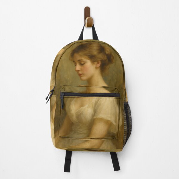 Item preview, Vintage Oil Portrait – Regency Woman in Ivory Dress designed and sold by CARRAANN.
