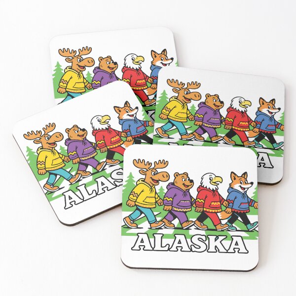 Item preview, Alaska Abbey Road Animals – Cute Cartoon Wildlife in Kuspuks designed and sold by Kathryn Creates.