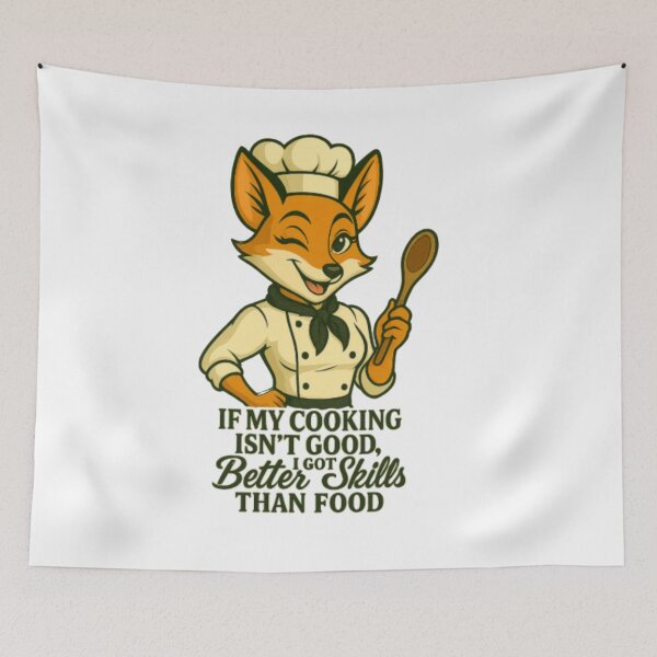 Item preview, Foxy Chef Attitude – “Better Skills Than Food” Funny Apron Design designed and sold by NeuroGlam Studio.