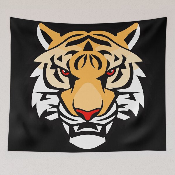 Item preview, Cartoon Style Fierce Tiger Head Vector Art Print designed and sold by kakarikihill.
