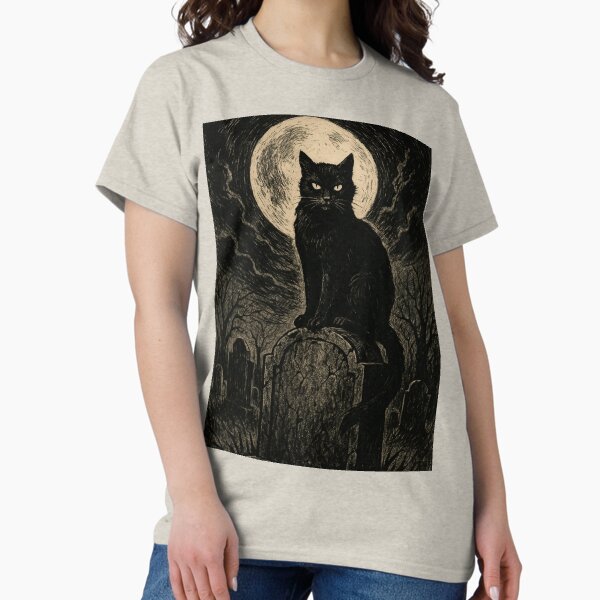 Item preview, Midnight Black Cat in Haunted Graveyard designed and sold by thesnakeater.