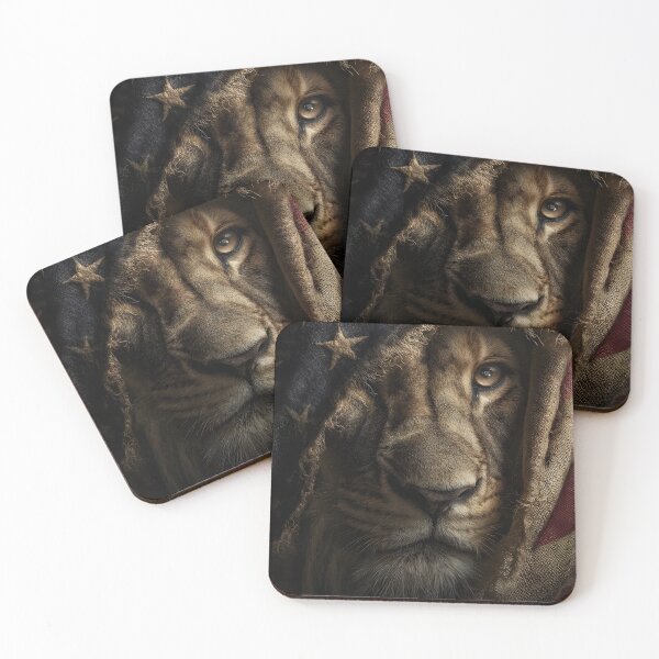 Item preview, Stunning lion draped in a weathered American flag print designed and sold by dcrc.