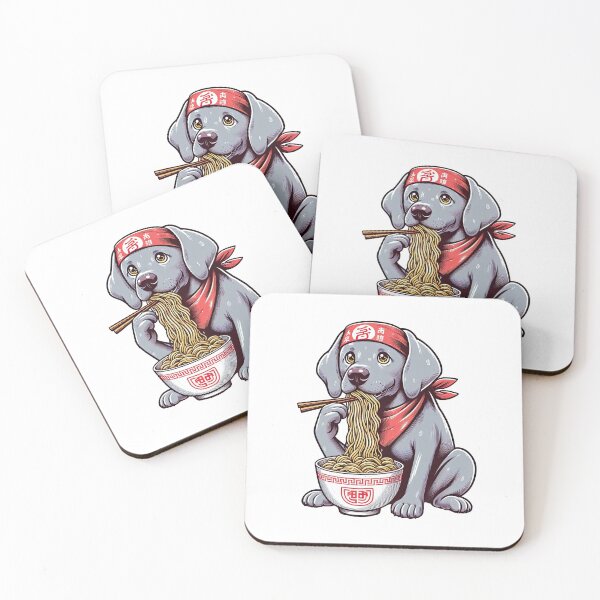 Item preview, Weimaraner Dog Eating Ramen Noodles designed and sold by doodIllustrate.