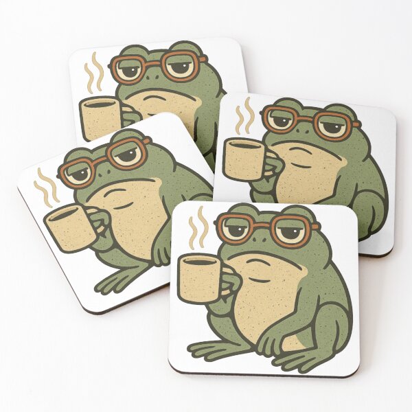 Item preview, Grumpy Coffee Frog – Retro Style Frog with Mug & Glasses | Funny Sublimation & Sticker Art designed and sold by Memorph.