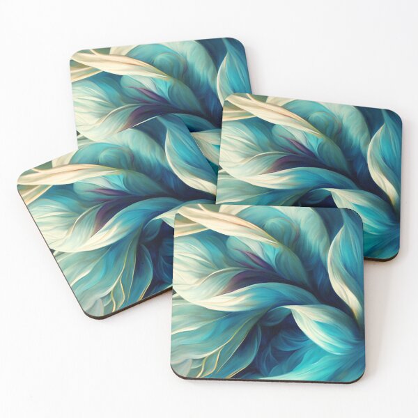 Artikelvorschau, Exquisite Aqua, Creme und Blau Floral Wirbel abstrakt entworfen und verkauft von DEC02.