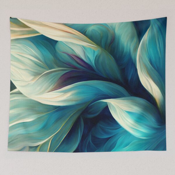 Item preview, Exquisite Aqua, Cream And Blue Floral Swirls Abstract designed and sold by DEC02.