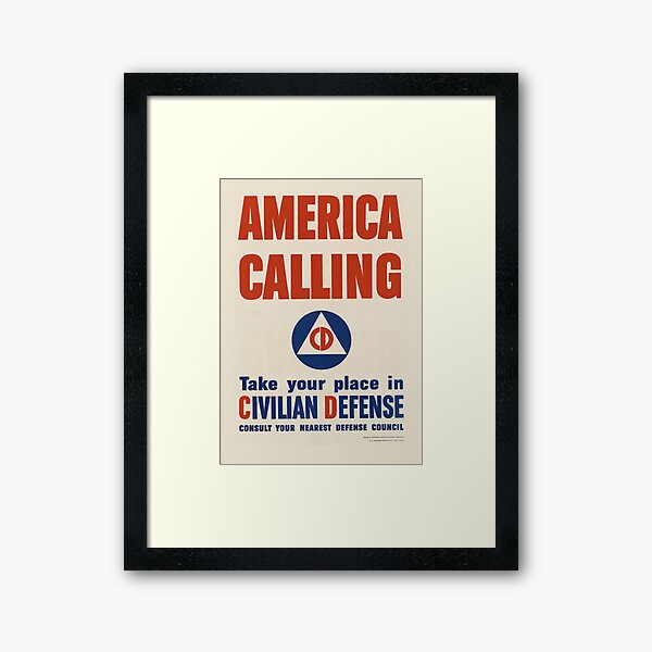 Vista previa del artículo con la obra «Reproducción del cartel de la Defensa Civil de EE. UU. "AMERICA CALLING WWII"», diseñado y vendido por RealPilotDesign.