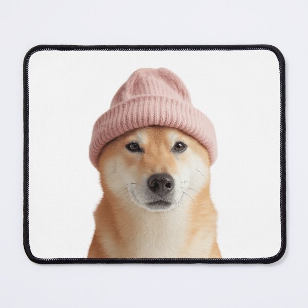 Item preview, Cozy Shiba Inu dog Wearing Pink Winter Hat Trendy Animal Fashion Artwork designed and sold by LazyOwlStore.