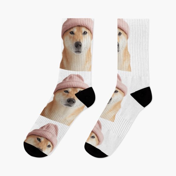 Item preview, Cozy Shiba Inu dog Wearing Pink Winter Hat Trendy Animal Fashion Artwork designed and sold by LazyOwlStore.