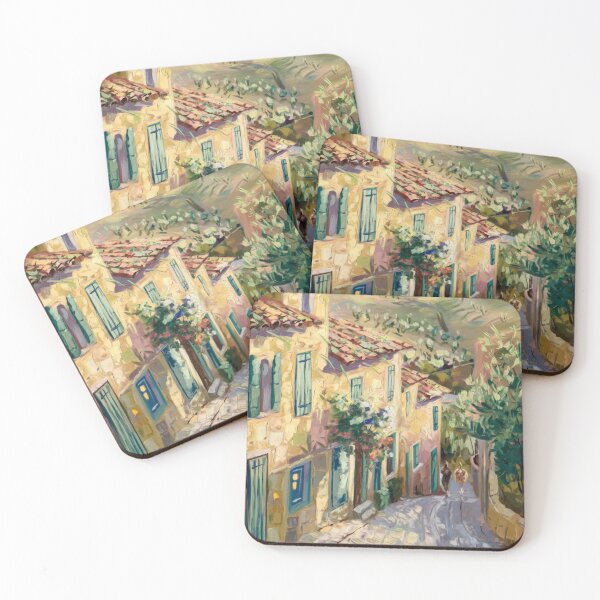 Item preview, Sunlit French Village Lane – Stone Houses and Rolling Hills designed and sold by CARRAANN.
