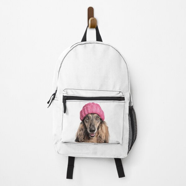 Item preview, Cozy Afghan Hound dog Wearing Pink Winter Hat Trendy Animal Fashion Artwork designed and sold by LazyOwlStore.