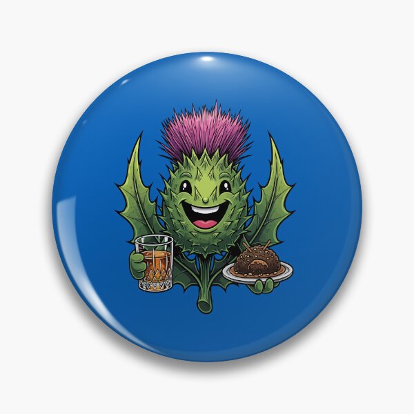 Item preview, Playful Scottish Thistle Character With Whisky and Haggis designed and sold by taiche.