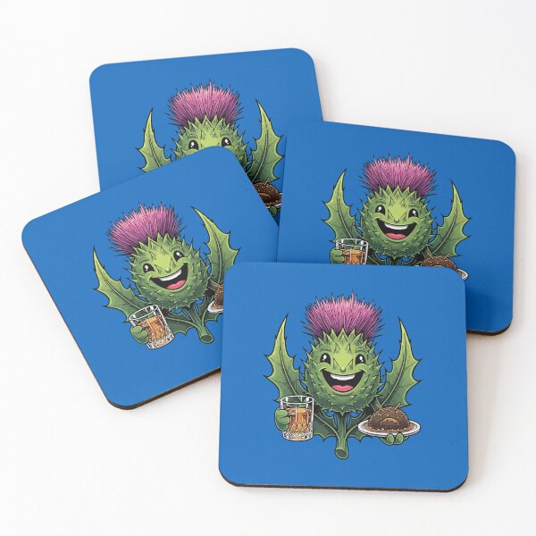 Item preview, Playful Scottish Thistle Character With Whisky and Haggis designed and sold by taiche.