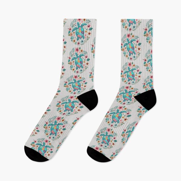 Item preview, Pastel sea turtle and tropical flowers designed and sold by Astralia.