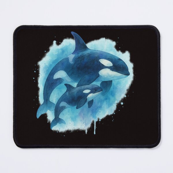 Item preview, “Bond Beneath the Waves – Watercolor Orca and Calf” designed and sold by Tadeusz1.