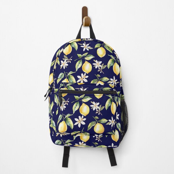 Item preview, Lemon Fruits and Flowers Floral Botanical Pattern on Navy Blue designed and sold by Nature Hues.