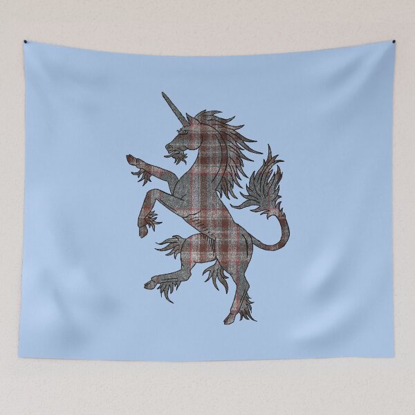 Item preview, Grey and Red Tartan Unicorn designed and sold by Murph's Images.