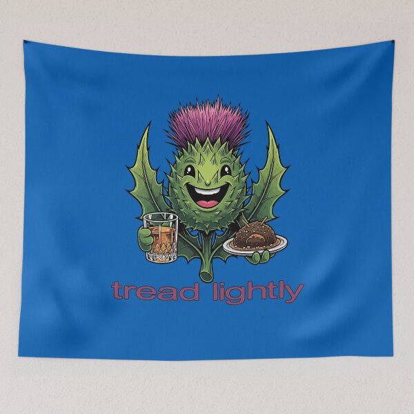Item preview, Tread Lightly Scottish Thistle Character With Whisky and Haggis designed and sold by taiche.
