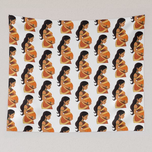 Item preview, Beautiful Pregnant Woman in Orange Attire designed and sold by Asapusri.