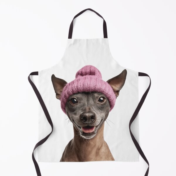 Item preview, Cozy American Hairless Terrier dog Wearing Pink Winter Hat Trendy Animal Fashion Artwork designed and sold by LazyOwlStore.