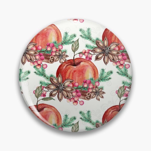 Item preview, Red apple Christmas pattern, Watercolor illustrations cinnamon designed and sold by InaDim.