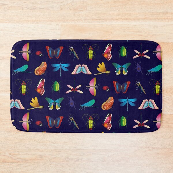 Item preview, Vibrant butterflies and insects design on midnight blue designed and sold by JennyAnneDesign.