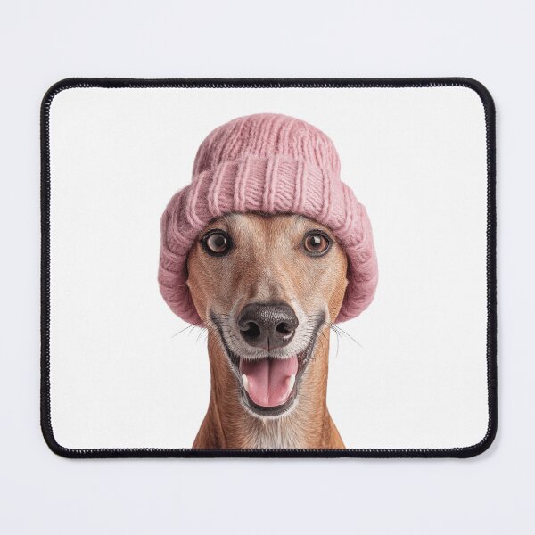 Item preview, Cozy Azawakh dog Wearing Pink Winter Hat Trendy Animal Fashion Artwork designed and sold by LazyOwlStore.