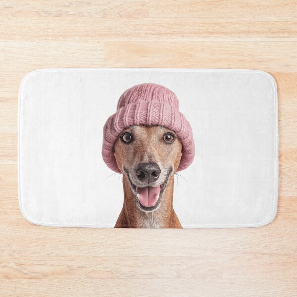 Item preview, Cozy Azawakh dog Wearing Pink Winter Hat Trendy Animal Fashion Artwork designed and sold by LazyOwlStore.