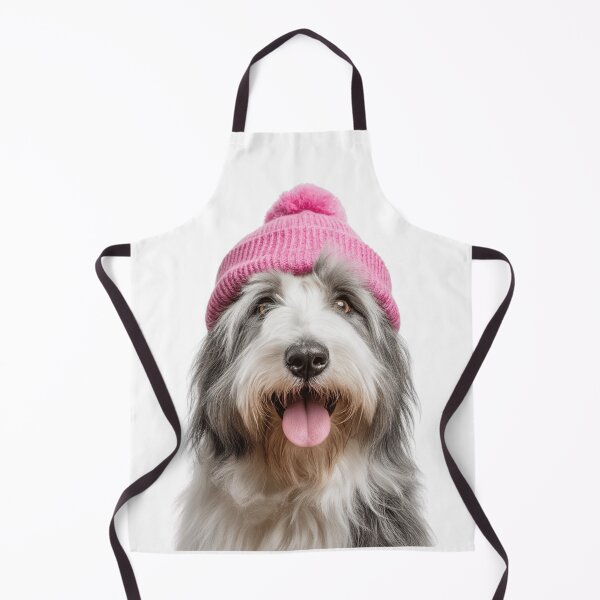 Item preview, Cozy Bearded Collie dog Wearing Pink Winter Hat Trendy Animal Fashion Artwork designed and sold by LazyOwlStore.