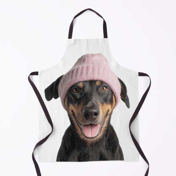 Item preview, Cozy Beauceron dog Wearing Pink Winter Hat Trendy Animal Fashion Artwork designed and sold by LazyOwlStore.