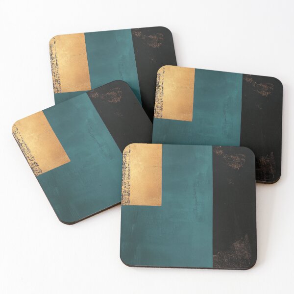 Item preview, Teal & Gold Abstract with Black Space designed and sold by ArtHouseNiklas.