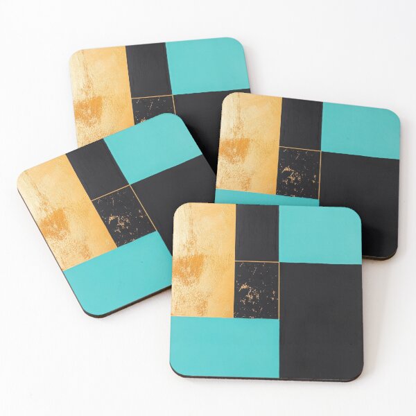 Item preview, Turquoise, Black & Gold Minimalist Blocks designed and sold by ArtHouseNiklas.