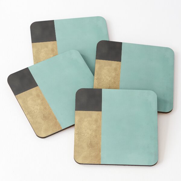 Item preview, Modern color block painting in gold & turquoise designed and sold by ArtHouseNiklas.