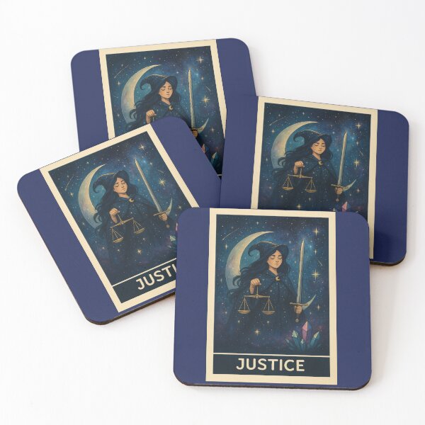 Item preview, Cosmic "Justice" Tarot Card – Enchanted Witch with Sword and Scales designed and sold by Inspired by CarMa.