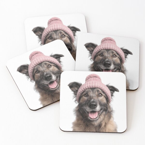 Item preview, Cozy Belgian Laekenois dog Wearing Pink Winter Hat Trendy Animal Fashion Artwork designed and sold by LazyOwlStore.