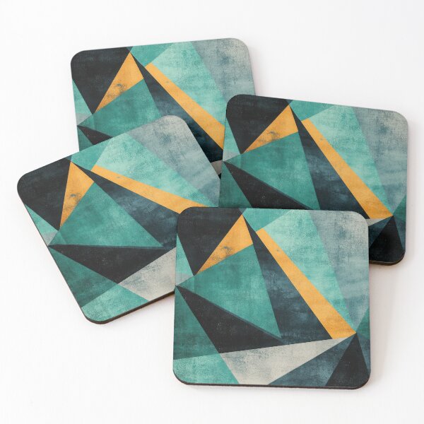 Item preview, Modern triangle design in turquoise & yellow designed and sold by ArtHouseNiklas.
