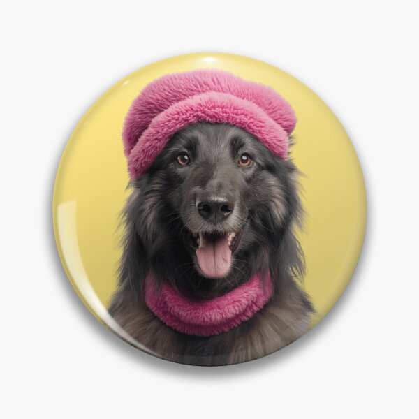 Item preview, Cozy Belgian Sheepdog Wearing Pink Winter Hat Trendy Animal Fashion Artwork designed and sold by LazyOwlStore.