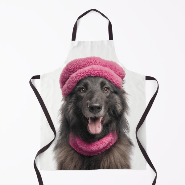 Item preview, Cozy Belgian Sheepdog Wearing Pink Winter Hat Trendy Animal Fashion Artwork designed and sold by LazyOwlStore.