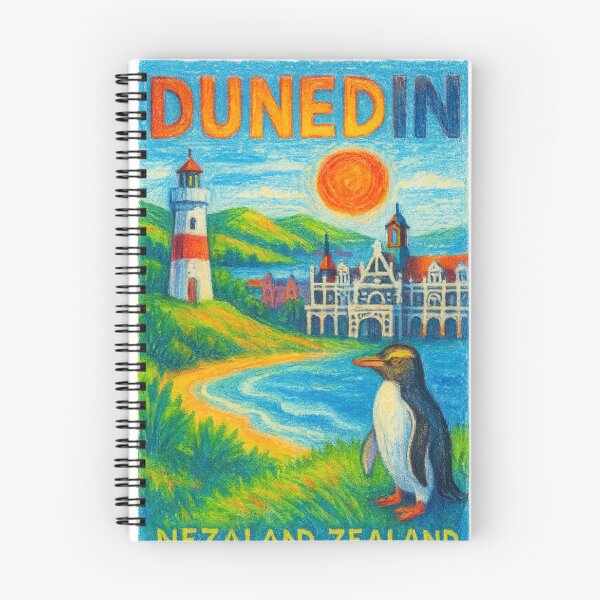 Item preview, Dunedin New Zealand Coastal Hills Crayon Style designed and sold by Aryabek.