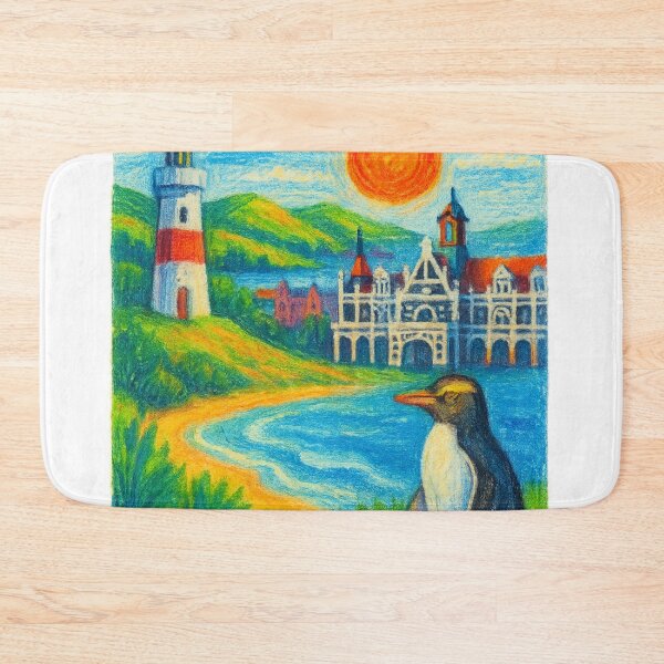 Item preview, Dunedin New Zealand Coastal Hills Crayon Style designed and sold by Aryabek.