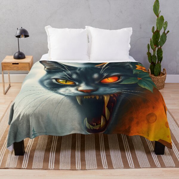 Item preview, Fierce Elemental Cat – Surreal Nature vs. Fire Split Face designed and sold by BrushRushX.