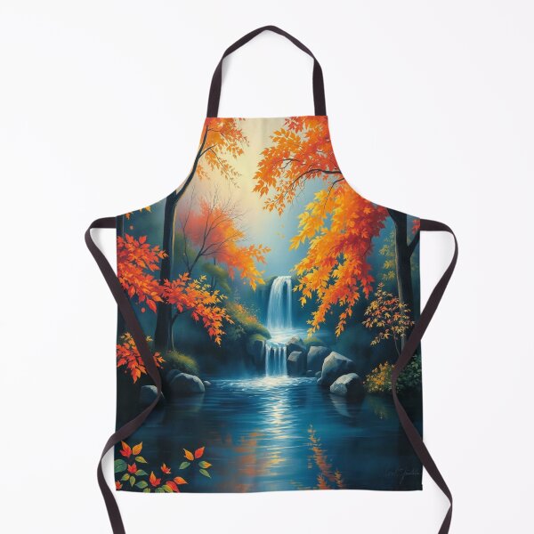 Item preview, Golden Autumn Serenity – Impressionist Waterfall Art designed and sold by FotoworldEdel.