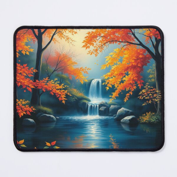 Item preview, Golden Autumn Serenity – Impressionist Waterfall Art designed and sold by FotoworldEdel.