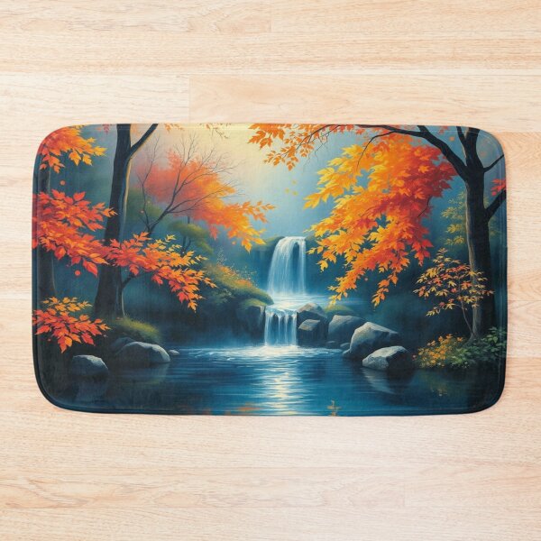 Item preview, Golden Autumn Serenity – Impressionist Waterfall Art designed and sold by FotoworldEdel.