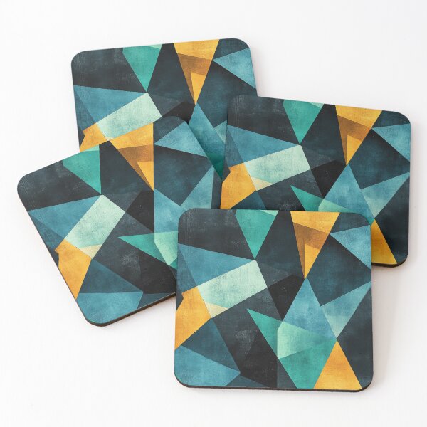 Item preview, Geometric illustration in turquoise & mustard yellow designed and sold by ArtHouseNiklas.