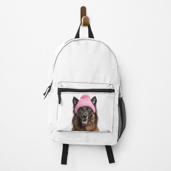 Item preview, Cozy Belgian Tervuren dog Wearing Pink Winter Hat Trendy Animal Fashion Artwork designed and sold by LazyOwlStore.