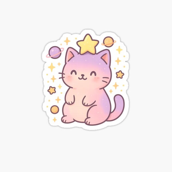 Artikel-Vorschau von Kawaii Sternkatze im Weltraum • Pastell Kosmische Kätzchenkunst, designt und verkauft von CalicoRandom.