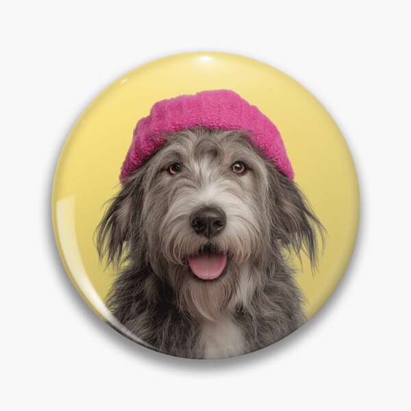 Item preview, Cozy Bergamasco Sheepdog Wearing Pink Winter Hat Trendy Animal Fashion Artwork designed and sold by LazyOwlStore.
