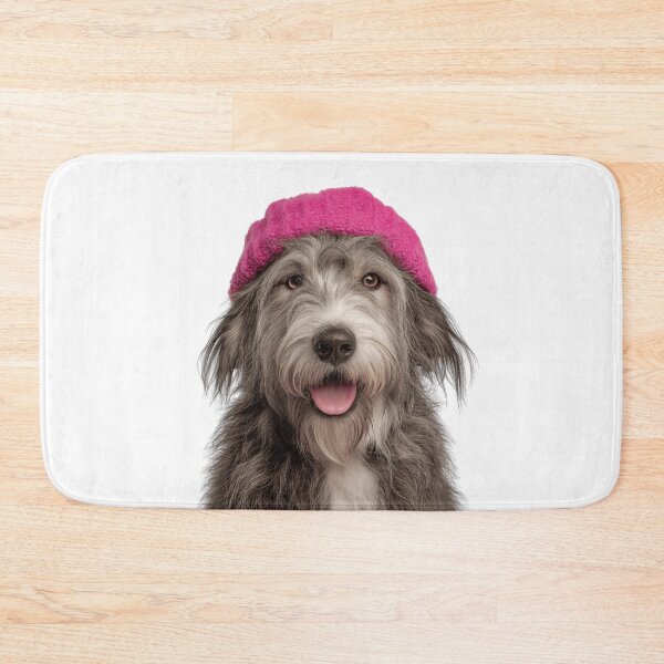 Item preview, Cozy Bergamasco Sheepdog Wearing Pink Winter Hat Trendy Animal Fashion Artwork designed and sold by LazyOwlStore.